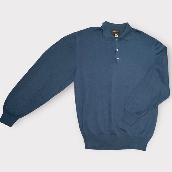 Vtg Conte di Milano Mens Wool Sweater Pullover Collared Teal‎ Collared Size XL. - Picture 1 of 8
